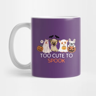 Too Cute To Spook Quote Funny Vintage Halloween Dogs Mug